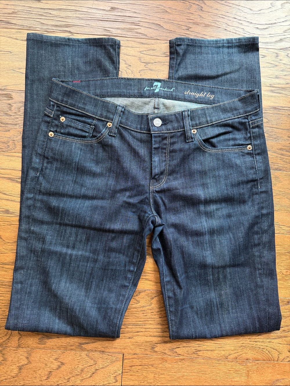 7 For All Mankind Straight Leg Dark Indigo Jeans
